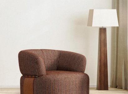 Brauner Rundsessel Designer Wohnzimmer Einsitzer Luxuriöse Textil Möbel