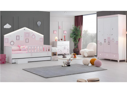 Bett Kinderbett Holzbett Funktionsbett Ausziehbares Holz Mehrfarbig Neu