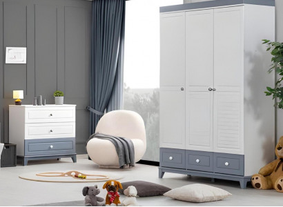 Kinderzimmer Set Kleiderschrank modern Kommode Holzmöbel Schlafzimmer Neu