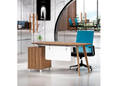 Braun-Weißer Bürotisch Luxuriöse Schreibtische Hochwertige Holz Möbel