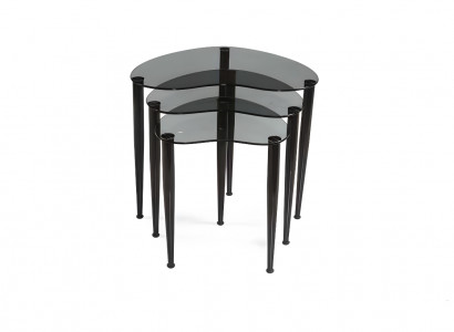 Elegantes Schwarzes Couchtisch Set Moderne Wohnzimmer Hartglas Tische