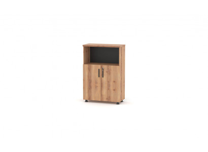 Aktenschrank Rechteck Form Braun Schwarz Zweifarbig Regal Arbeitszimmer