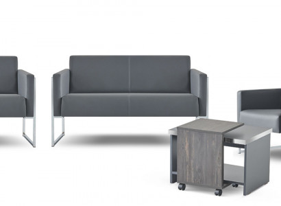Arbeitszimmer-Set 5tlg 2x 2-Sitzer 2x Sessel Couchtisch Grau Einfarbig