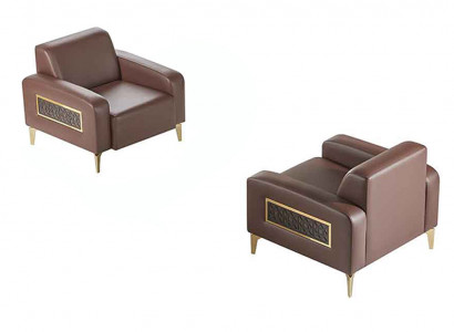 Arbeitszimmer-Set 2tlg Sessel Braun Einfarbig Modern Design Wohnzimmer