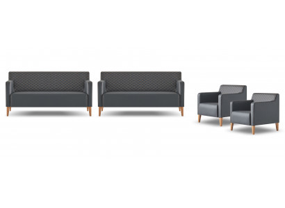 Arbeitszimmer-Set 4tlg Schwarz 2x 3-Sitzer 2x Sessel Einfarbig Modern
