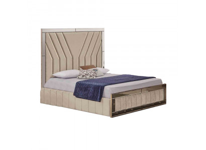 Beiges Schlafzimmer Bett Designer Doppelbett Luxuriöser Bettrahmen Bett