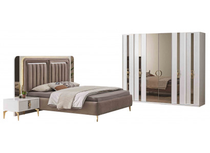Beige Schlafzimmer Garnitur Edles Doppelbett Nachttische Kleiderschrank