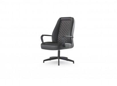 Bürostuhl Schwarz Chefsessel Arbeitszimmer Büro Modern Weiche Leder Holz