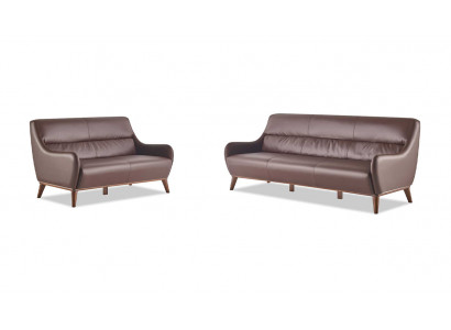 Klassisch 3-Sitzer 2-Sitzer Braun Sofa-Set Sofagarnitur Couch Ledersofas
