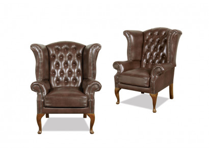 Chesterfield Ohrensessel Queen Sessel Antik Look Couch Polster Fernseh Neu Möbel