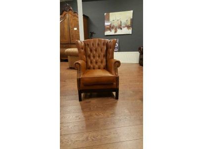 Chesterfield Ohrensessel Sessel Polster Fernseh Büro Couch 100% Echtes Leder