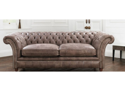 Chesterfield Sofa Couch Polster Garnitur 3 Sitzer Sitz Leder Textil 161013-24