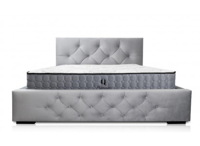 Bett Weiß Modern Design Stoff Polster Schlafzimmer Doppelbett Holz Elegantes Neu