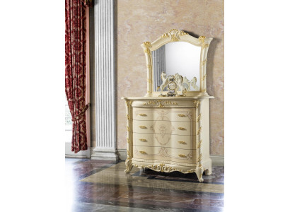 Kommoden Set Italienische Möbel 2tlg. Massivholz Kommode mit Spiegel Sideboard
