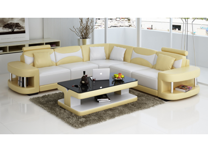 Design Ecksofa Leder Sofa Couch Polster Eck Sitz Wohnlandschaft Garnitur
