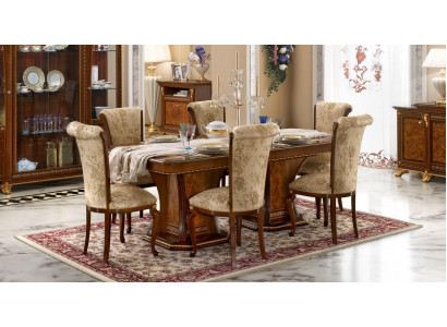 Stühle Küche 6x Stuhl Set Textil Polster Sitz Holz Esszimmer Garnitur Esszimmer