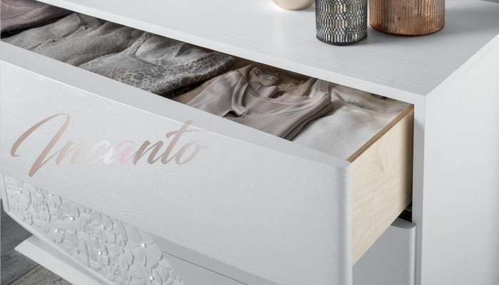  Kommode mit Spiegel Holz Kommoden Möbel Schrank Schlafzimmer Weiß Sideboard Neu