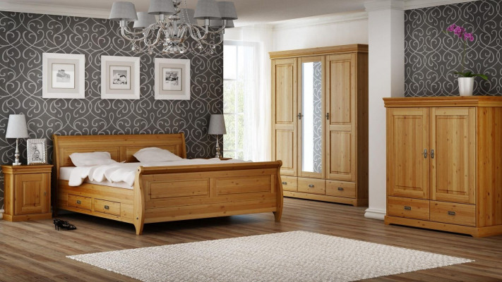 Design Schlafzimmer Garnituren Komplett Bett Kleiderschrank Nachttisch 5tlg.Set