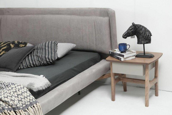 Garnitur Schlafzimmer Doppelbett Bett Nachttische Grau Set 3tlg Stoff