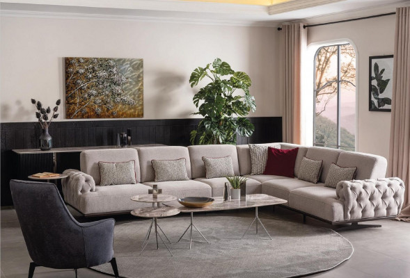 Ecksofa 2x Couchtisch Ecke Garnitur Tisch Wohnlandschaft L Form Möbel