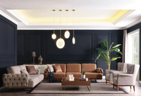 Sofa 4 Sitzer Chesterfield Design Luxus Sofa Polster Couch braun
