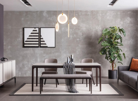 Esszimmer Set Tisch 2x Stühle Anrichte Spiegel Bank 6tlg Essgruppe Neu