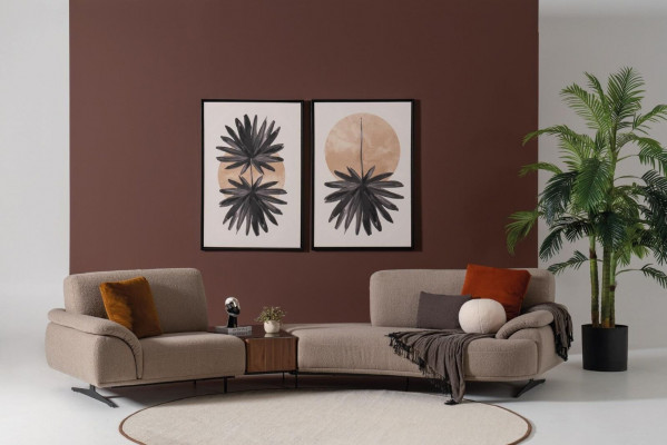 Wohnzimmer Design Sofa 5 Sitz Textil Couch Polster Sofas Neu braun