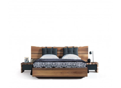 Schlafzimmer Garnitur Bett 2x Nachttisch Set Möbel Neu 3tlg. Neu braun