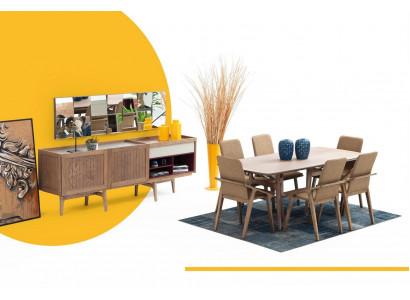 Esszimmer Gruppe Esstisch Stühle Tisch Holz Set 7tlg Braun Tische Neu