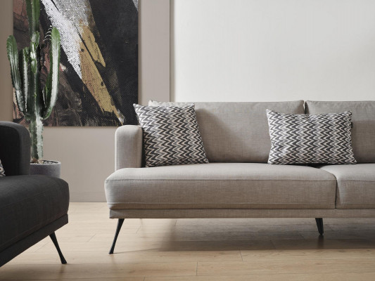 Komplette Couchgarnitur Sofagarnitur 431 Sitzer Grau Stoff Modern Set