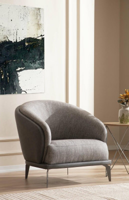 Sessel Einsitzer Luxus 1 Sitz Polster Sitz Design Grau Sitz Stoff Neu