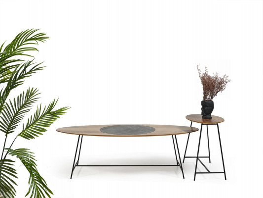 Moderner Tisch Couchtisch Beistelltisch Design Wohnzimmer Holz Oval 2tlg.