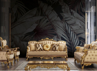 Goldene Sofagarnitur Barock Rokoko Set Komplett Couch Sofa 5tlg. Neu