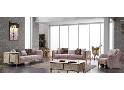 Luxus Garnitur Sofagarnitur 3+3+1 Sitzer Sofa Couch Polster Stoff Set 2tlg Neu