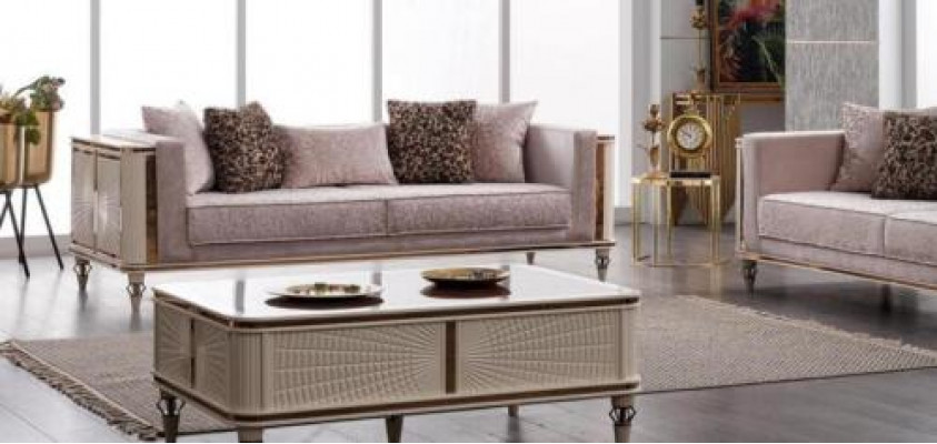 Sofa Couch Polster Möbel Designer Couchen 3+3 Sitzer Textil Big Sofas