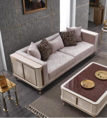 Sofa Couch Polster Möbel Designer Couchen 3+3 Sitzer Textil Big Sofas