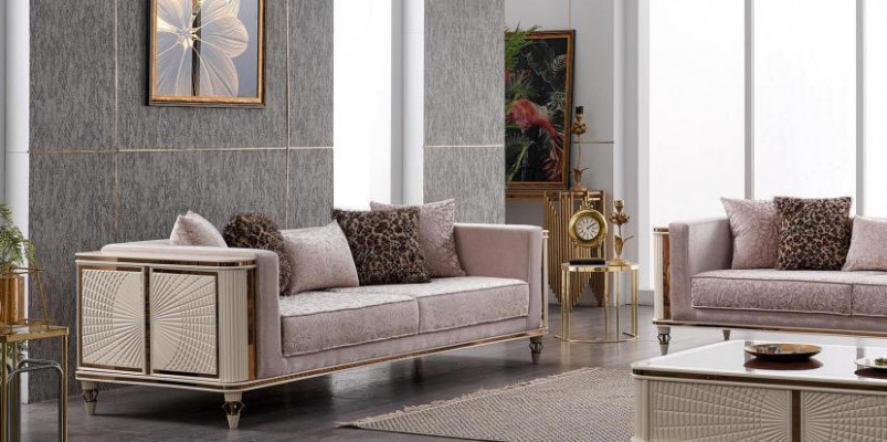 Luxus Garnitur Sofagarnitur 3+3+1 Sitzer Sofa Couch Polster Stoff Set 2tlg Neu