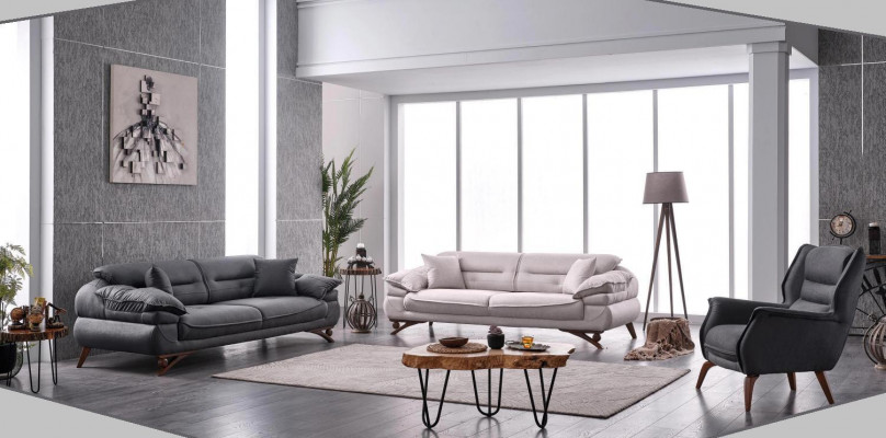 Wohnzimmer Sofa Set 3+3 Sitzer Design Couch Möbel Textil Polster Neu
