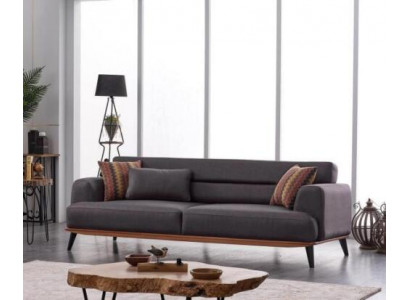 Graue Sofa 3 Sitzer Textil Möbel Moderner Designer Dreisitzer Stoff Textil