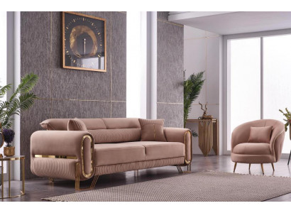 Komplett Wohnzimmer 2 tlg Sofagarnitur 3+1 Sitzer Luxus Polstergarnitur Neu