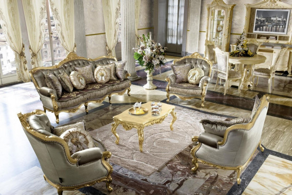 Möbel Set Garnitur Esstisch 4 Stühle Luxus Esszimmer Möbel Gruppe Italien 5tlg