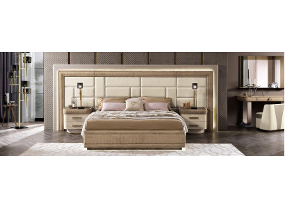 Schlafzimmermöbel Bett Massiv Beige Italienische Möbel Holz Doppelbett
